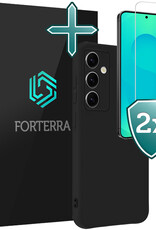 Forterra Forterra Samsung Galaxy S25 Plus Hoesje Siliconen Met 2x Screenprotector - Zwart