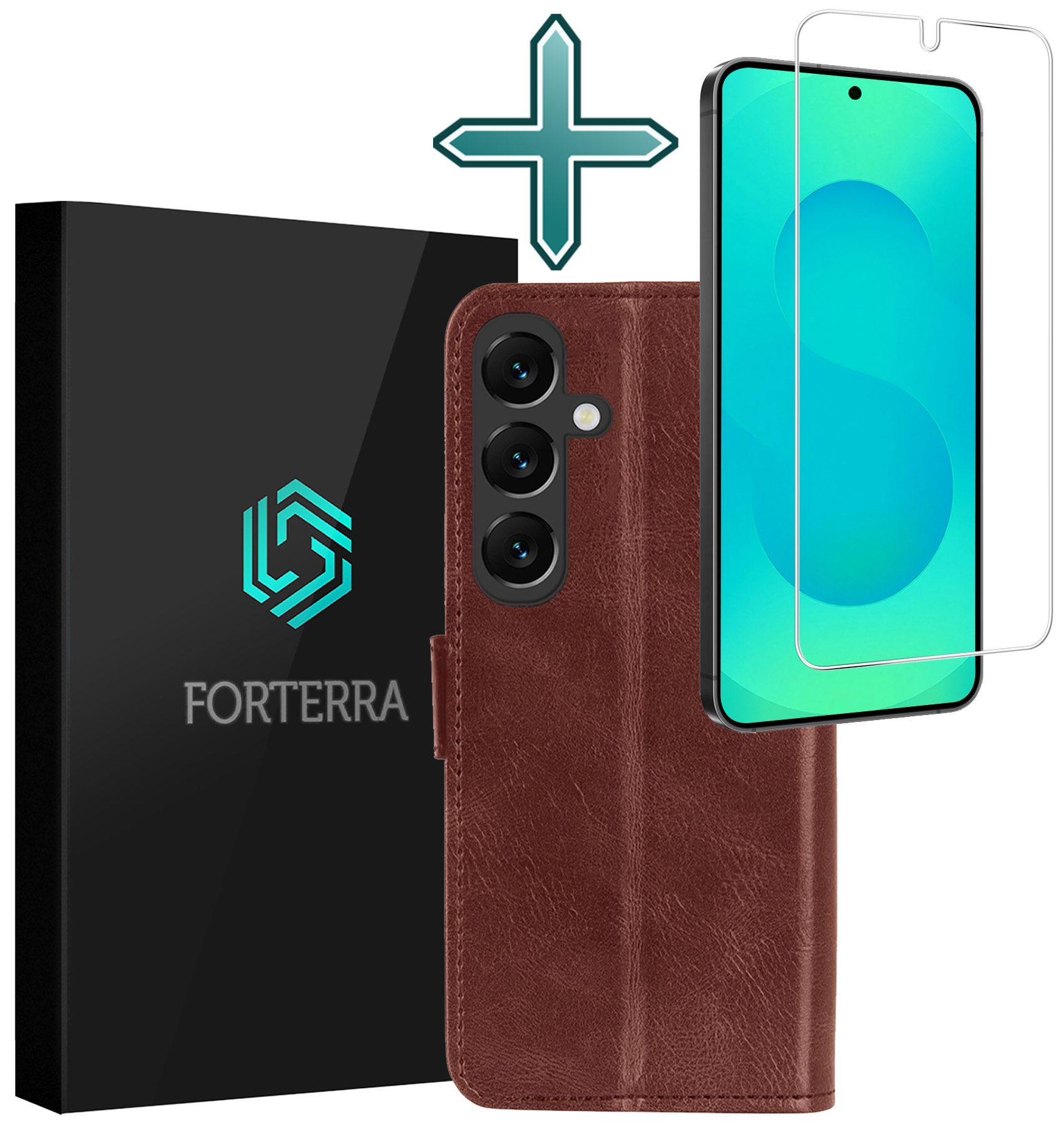 Forterra Forterra Samsung Galaxy S25 Plus Hoesje Bookcase Met Screenprotector - Bruin