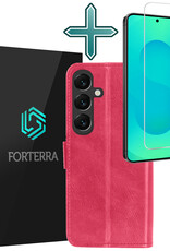 Forterra Forterra Samsung Galaxy S25 Plus Hoesje Bookcase Met Screenprotector - Donkerroze