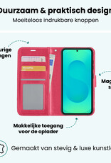 Forterra Forterra Samsung Galaxy S25 Plus Hoesje Bookcase Met Screenprotector - Donkerroze