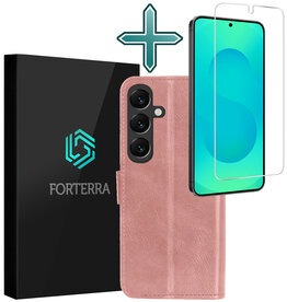 Forterra Forterra Samsung Galaxy S25 Plus Hoesje Bookcase Met Screenprotector - Rose Goud