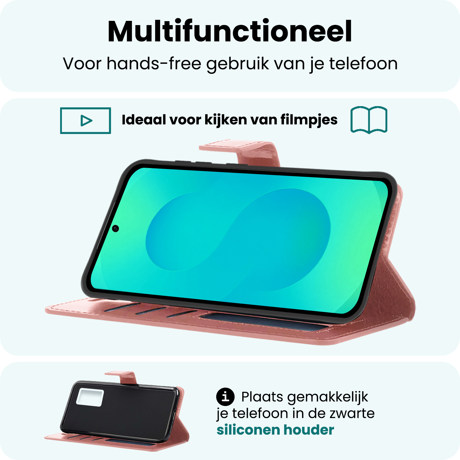 Forterra Forterra Samsung Galaxy S25 Plus Hoesje Bookcase Met Screenprotector - Rose Goud