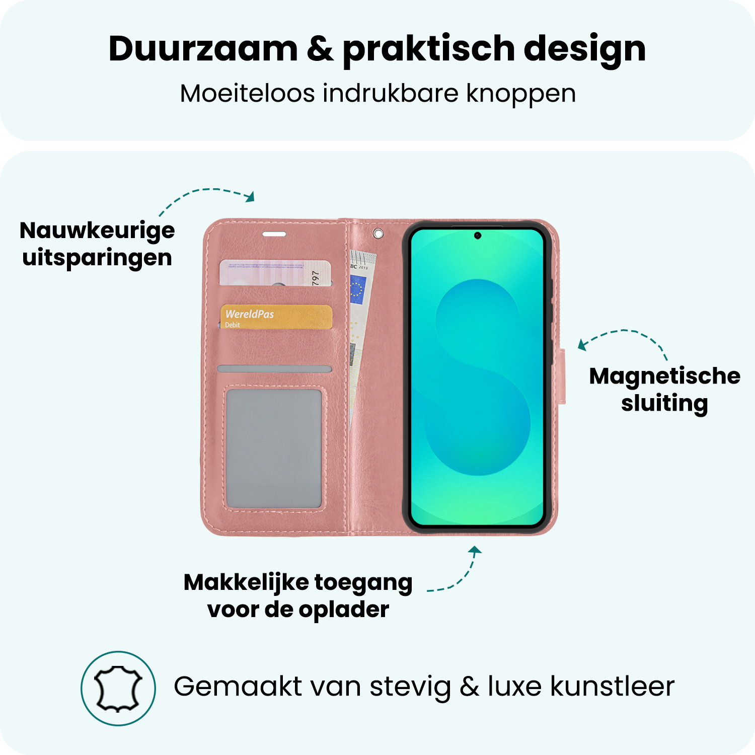 Forterra Forterra Samsung Galaxy S25 Plus Hoesje Bookcase Met Screenprotector - Rose Goud