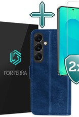 Forterra Forterra Samsung Galaxy S25 Plus Hoesje Bookcase Met 2x Screenprotector - Donkerblauw