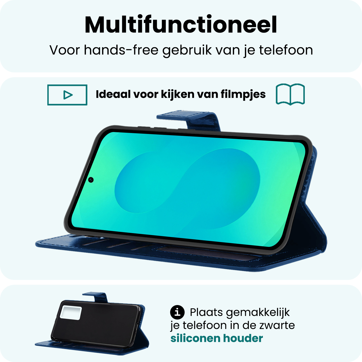 Forterra Forterra Samsung Galaxy S25 Plus Hoesje Bookcase Met 2x Screenprotector - Donkerblauw