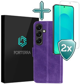 Forterra Forterra Samsung Galaxy S25 Plus Hoesje Bookcase Met 2x Screenprotector - Paars