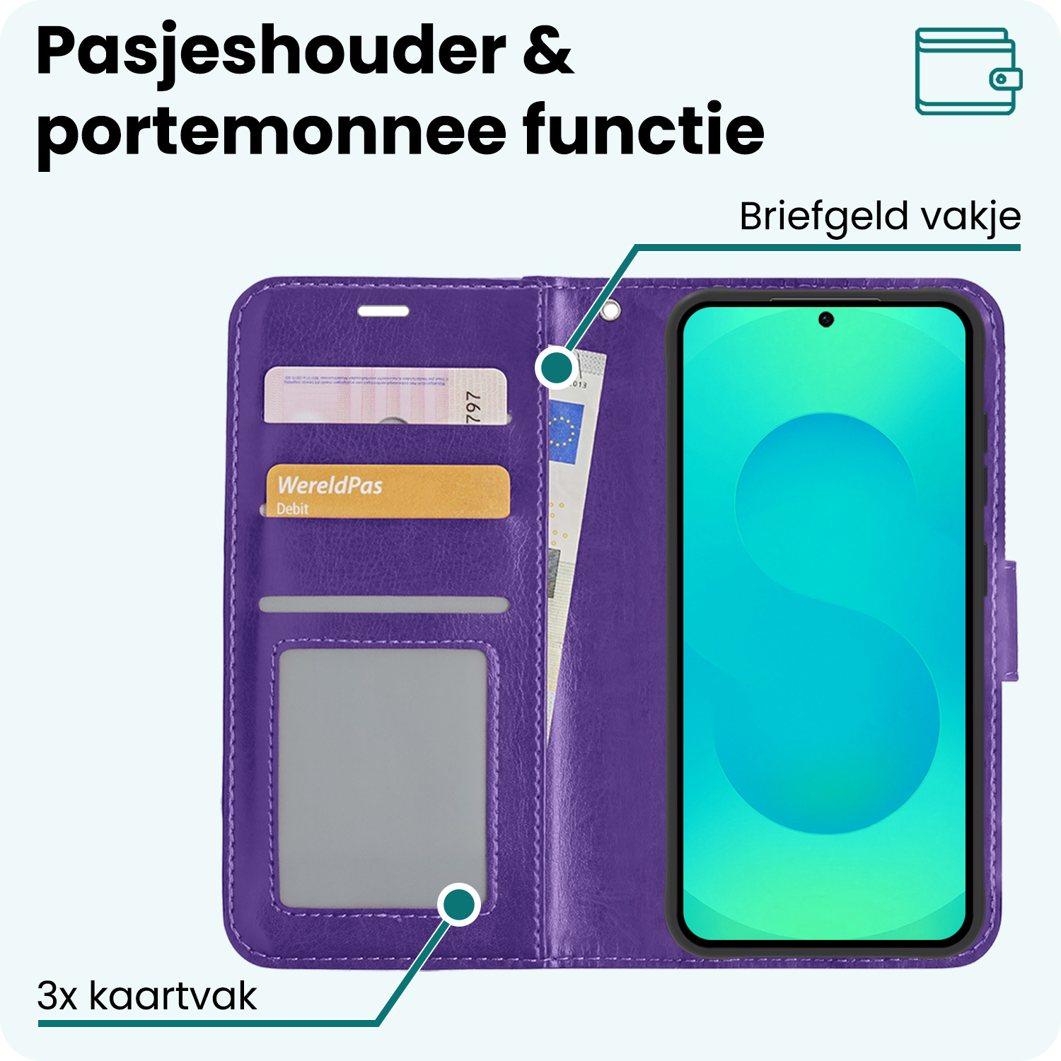 Forterra Forterra Samsung Galaxy S25 Plus Hoesje Bookcase Met 2x Screenprotector - Paars