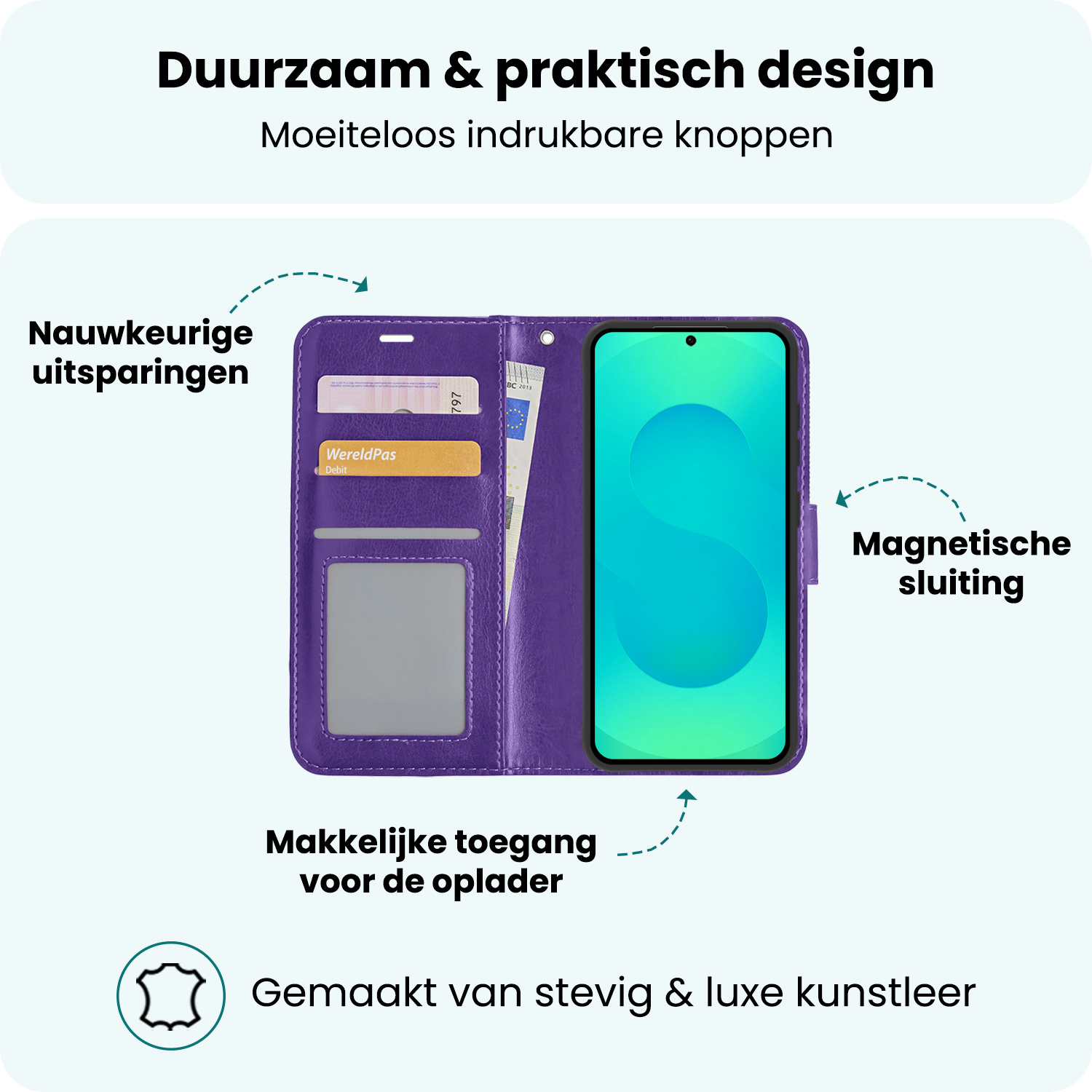 Forterra Forterra Samsung Galaxy S25 Plus Hoesje Bookcase Met 2x Screenprotector - Paars