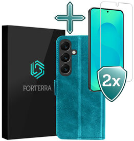 Forterra Forterra Samsung Galaxy S25 Plus Hoesje Bookcase Met 2x Screenprotector - Turquoise