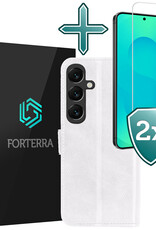 Forterra Forterra Samsung Galaxy S25 Plus Hoesje Bookcase Met 2x Screenprotector - Wit