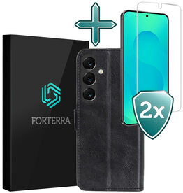 Forterra Forterra Samsung Galaxy S25 Plus Hoesje Bookcase Met 2x Screenprotector - Zwart