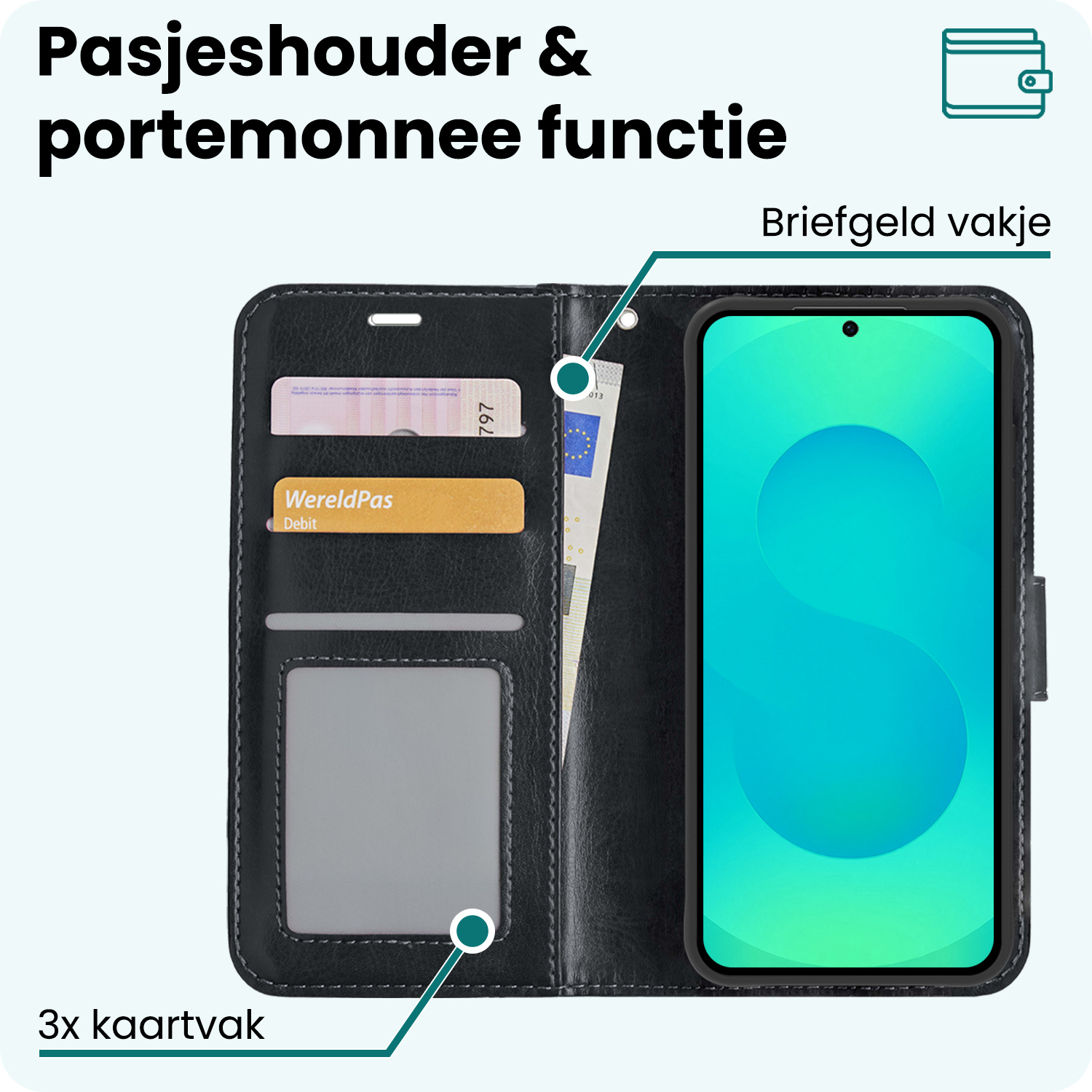 Forterra Forterra Samsung Galaxy S25 Plus Hoesje Bookcase Met 2x Screenprotector - Zwart