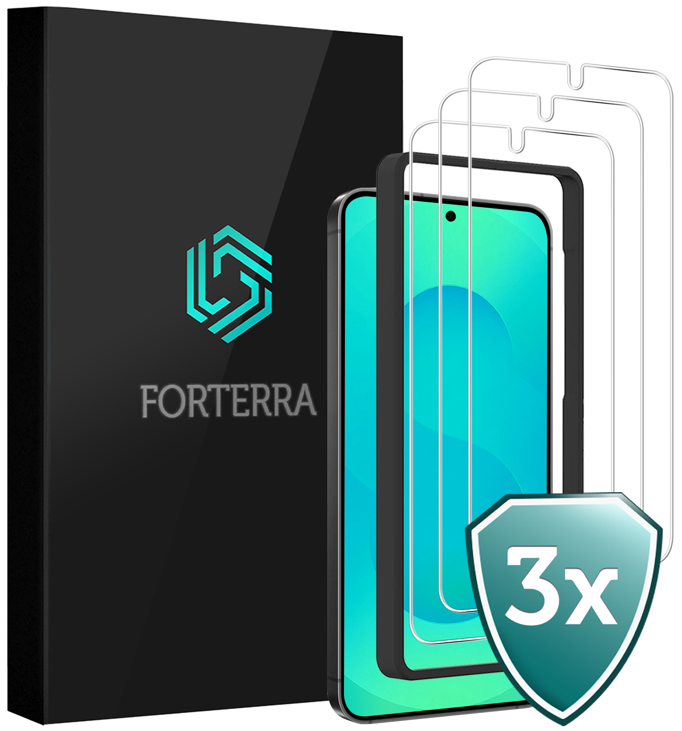 Forterra Forterra Samsung Galaxy S25 Screenprotector Met Installatieframe - 3 PACK
