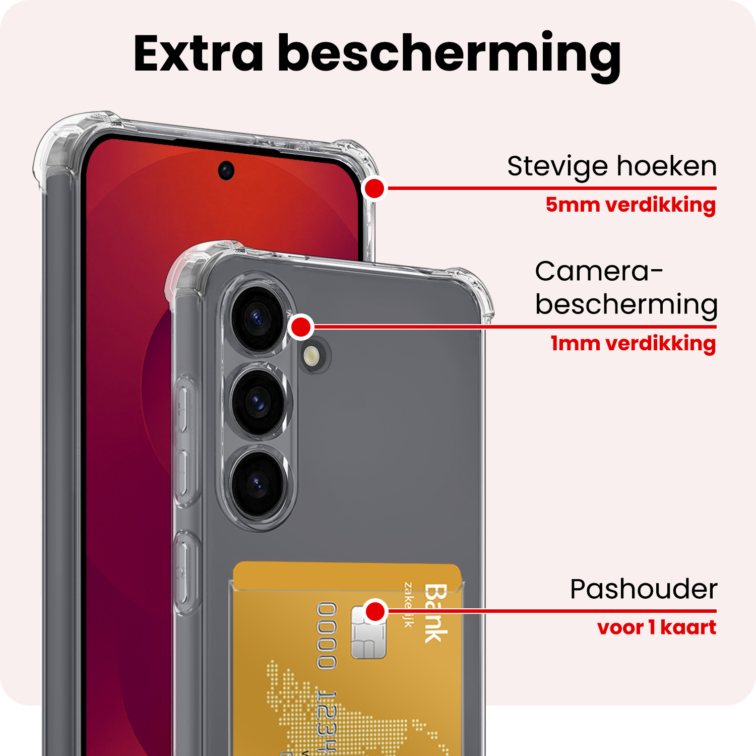 NoXx NoXx Samsung Galaxy S25 Hoesje Pashouder Met 2x Screenprotector