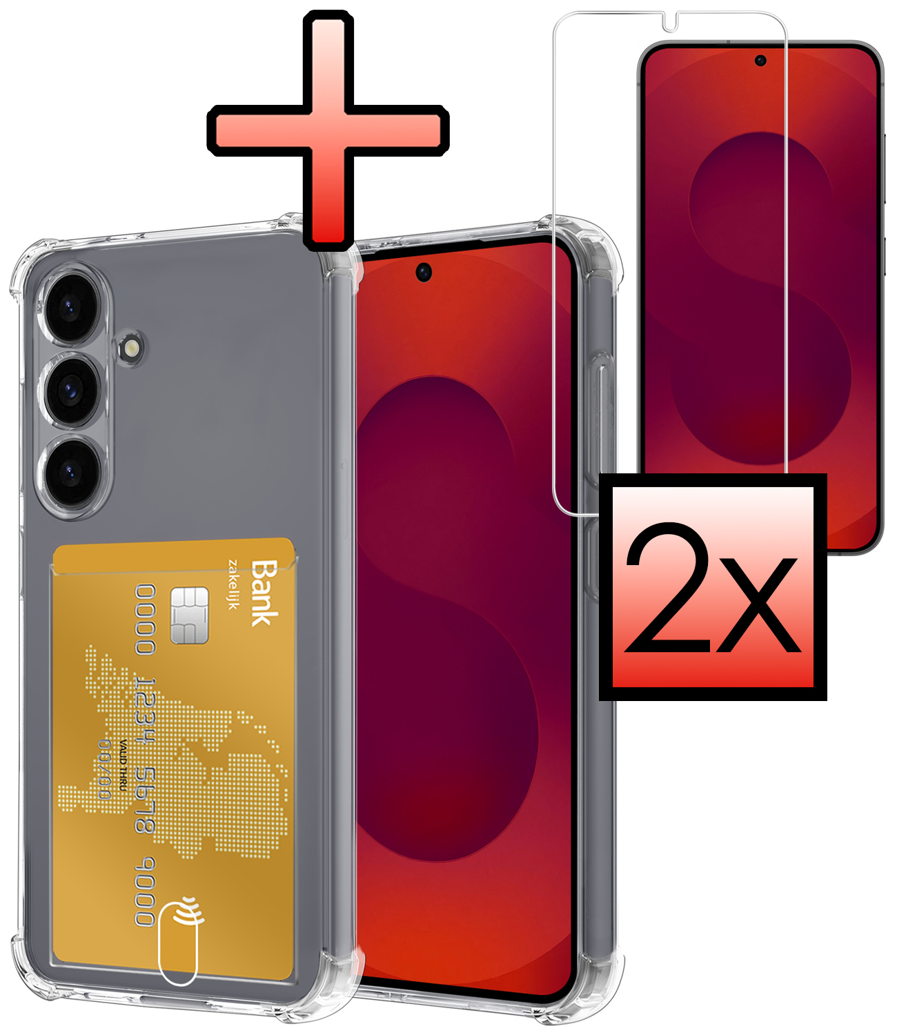 NoXx NoXx Samsung Galaxy S25 Plus Hoesje Pashouder Met 2x Screenprotector