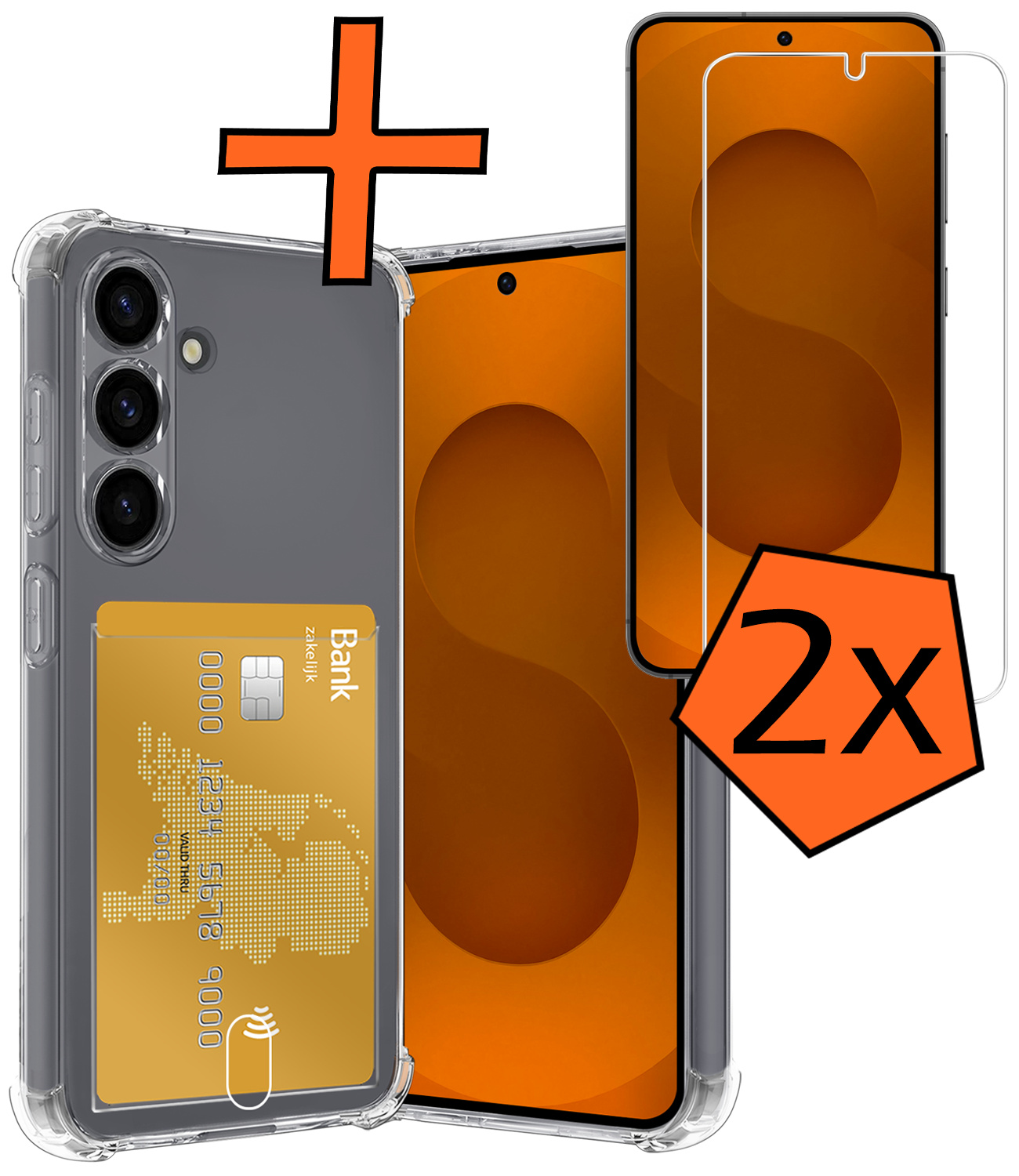 Nomfy Nomfy Samsung Galaxy S25 Hoesje Pashouder Met 2x Screenprotector