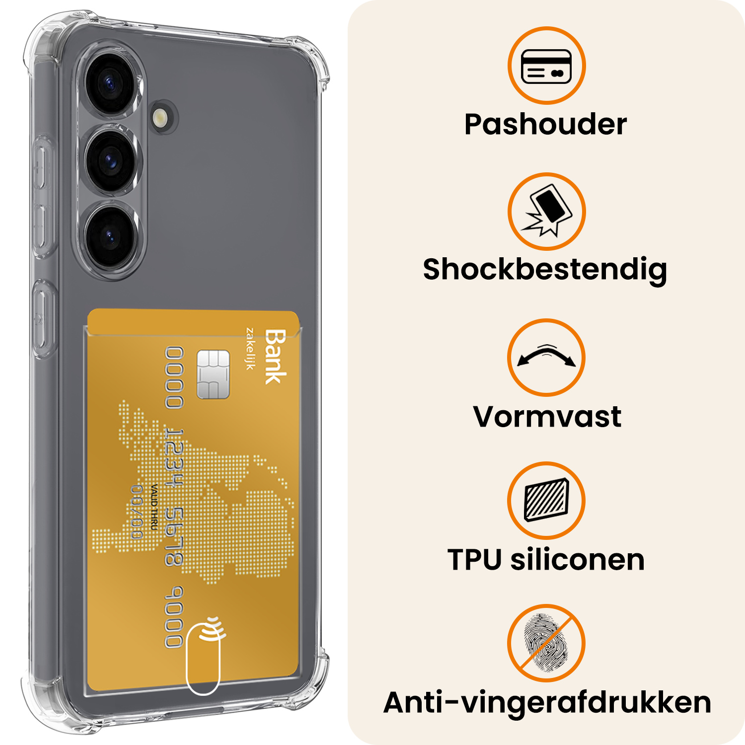 Nomfy Nomfy Samsung Galaxy S25 Plus Hoesje Pashouder Met Screenprotector