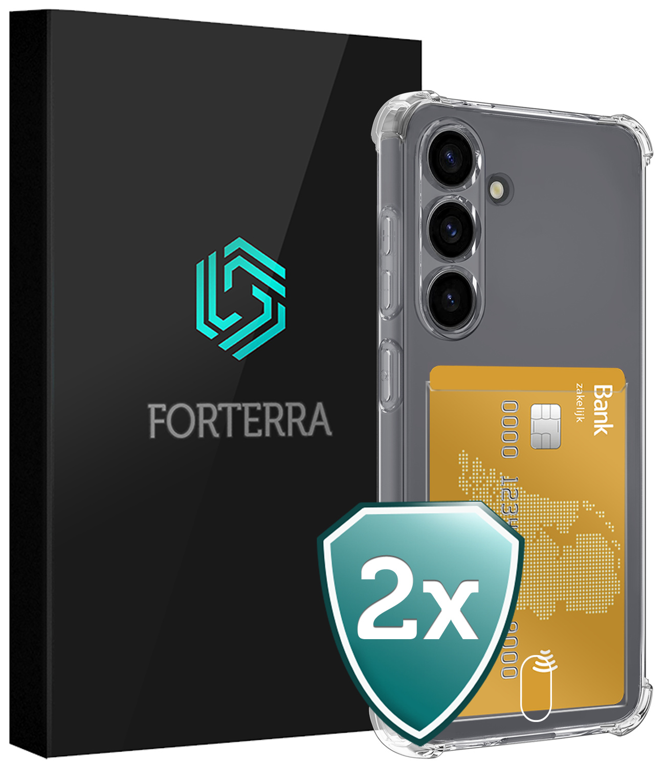 Forterra Forterra Samsung Galaxy S25 Hoesje Pashouder - 2 PACK