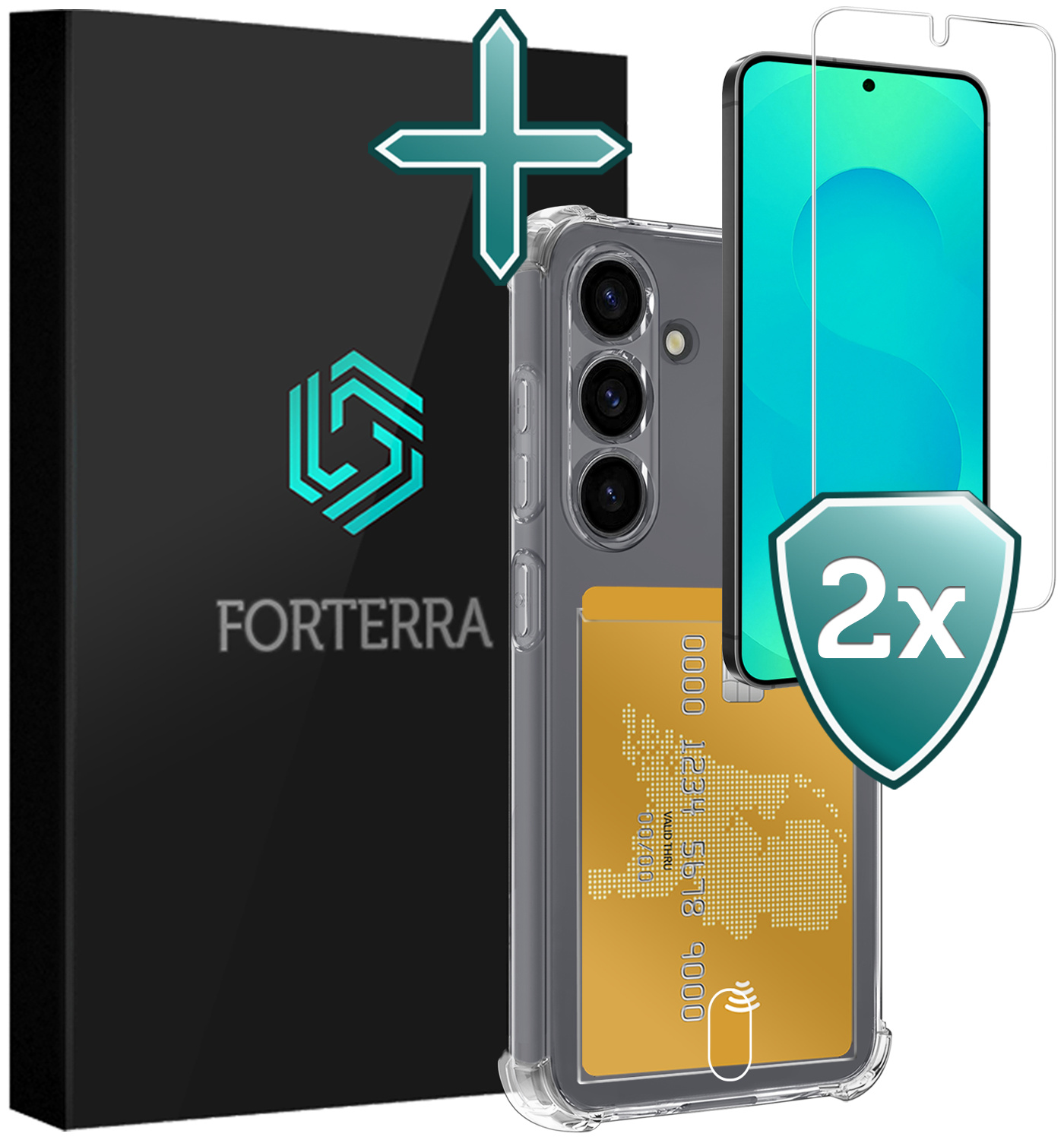 Forterra Forterra Samsung Galaxy S25 Hoesje Pashouder Met 2x Screenprotector