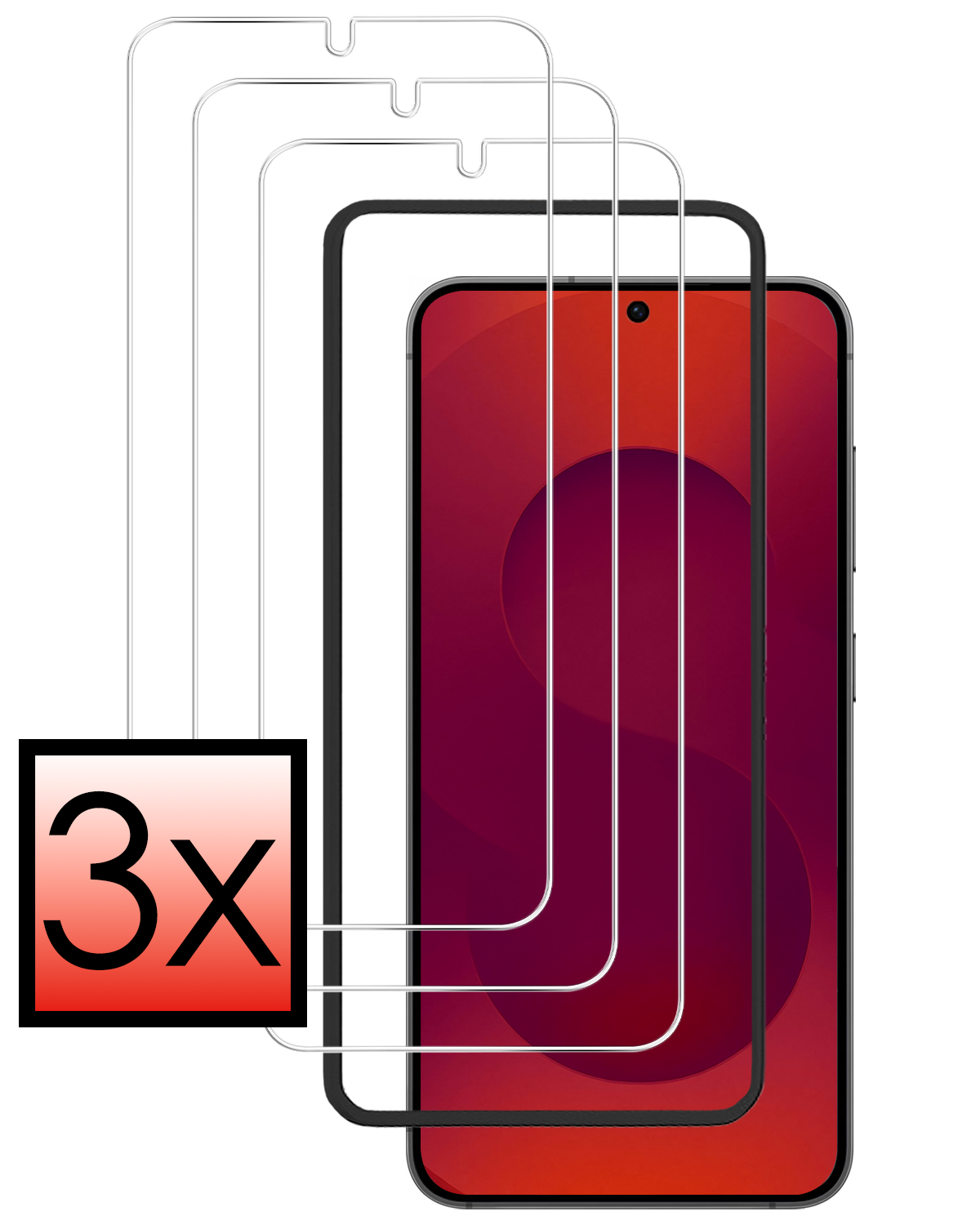 NoXx NoXx Samsung Galaxy S25 Screenprotector Met Installatieframe - 3 PACK
