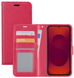 NoXx NoXx Samsung Galaxy S25 Hoesje Bookcase - Donkerroze