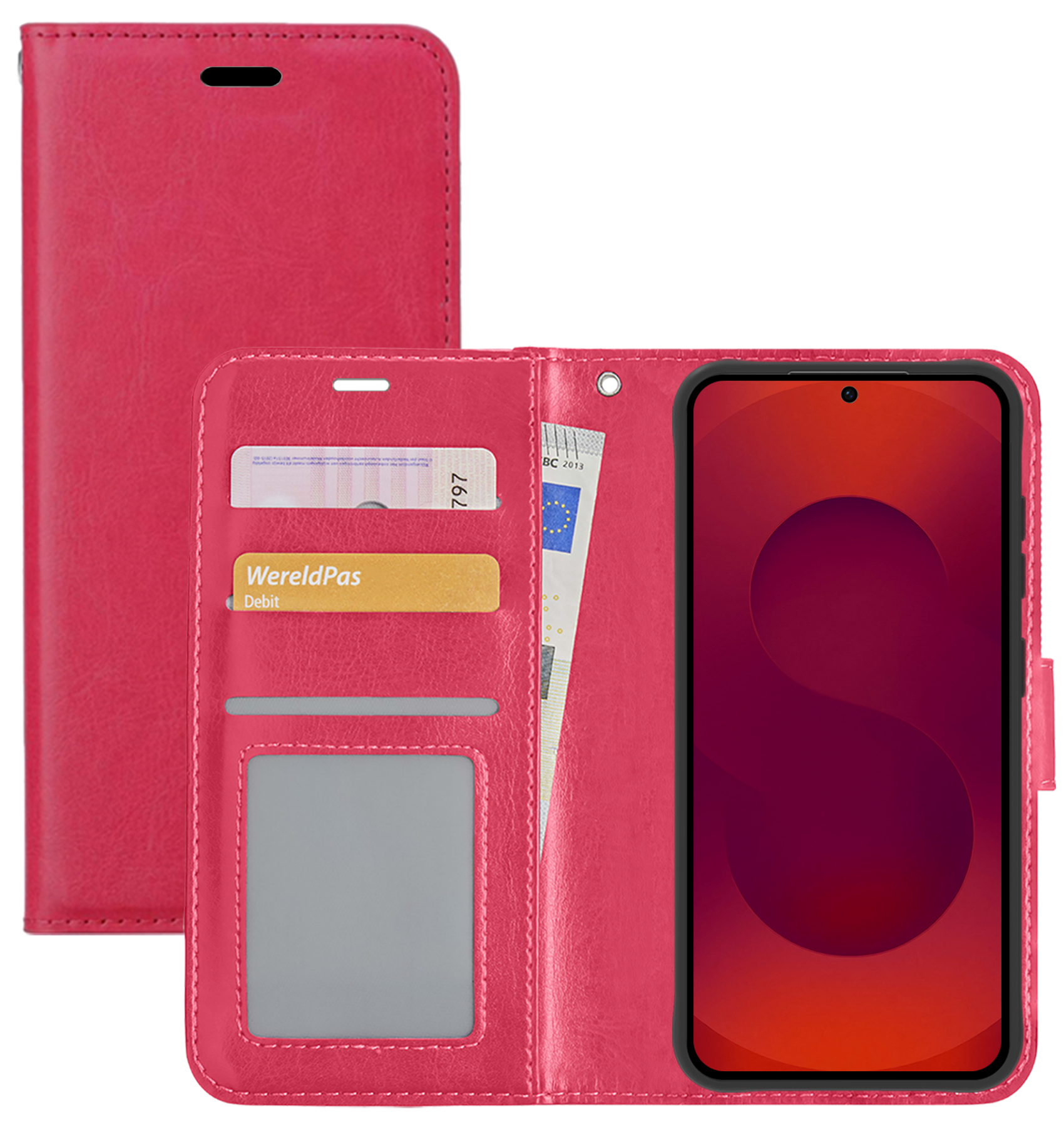 NoXx NoXx Samsung Galaxy S25 Hoesje Bookcase - Donkerroze
