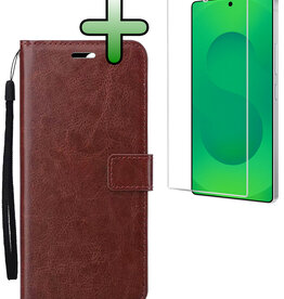 BASEY. BASEY. Samsung Galaxy S25 Ultra Hoesje Bookcase Met Screenprotector - Bruin