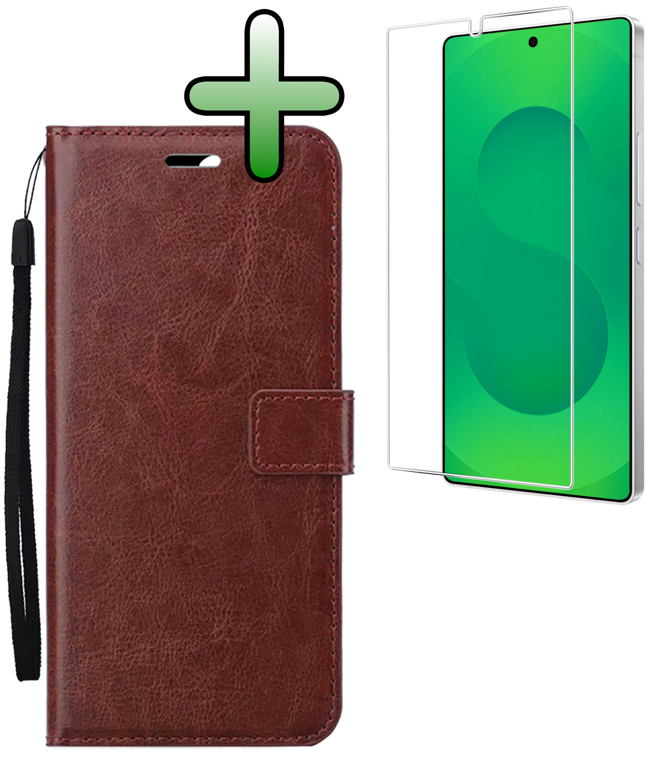 BASEY. BASEY. Samsung Galaxy S25 Ultra Hoesje Bookcase Met Screenprotector - Bruin