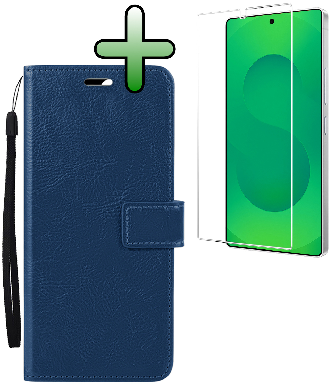 BASEY. BASEY. Samsung Galaxy S25 Ultra Hoesje Bookcase Met Screenprotector - Donkerblauw