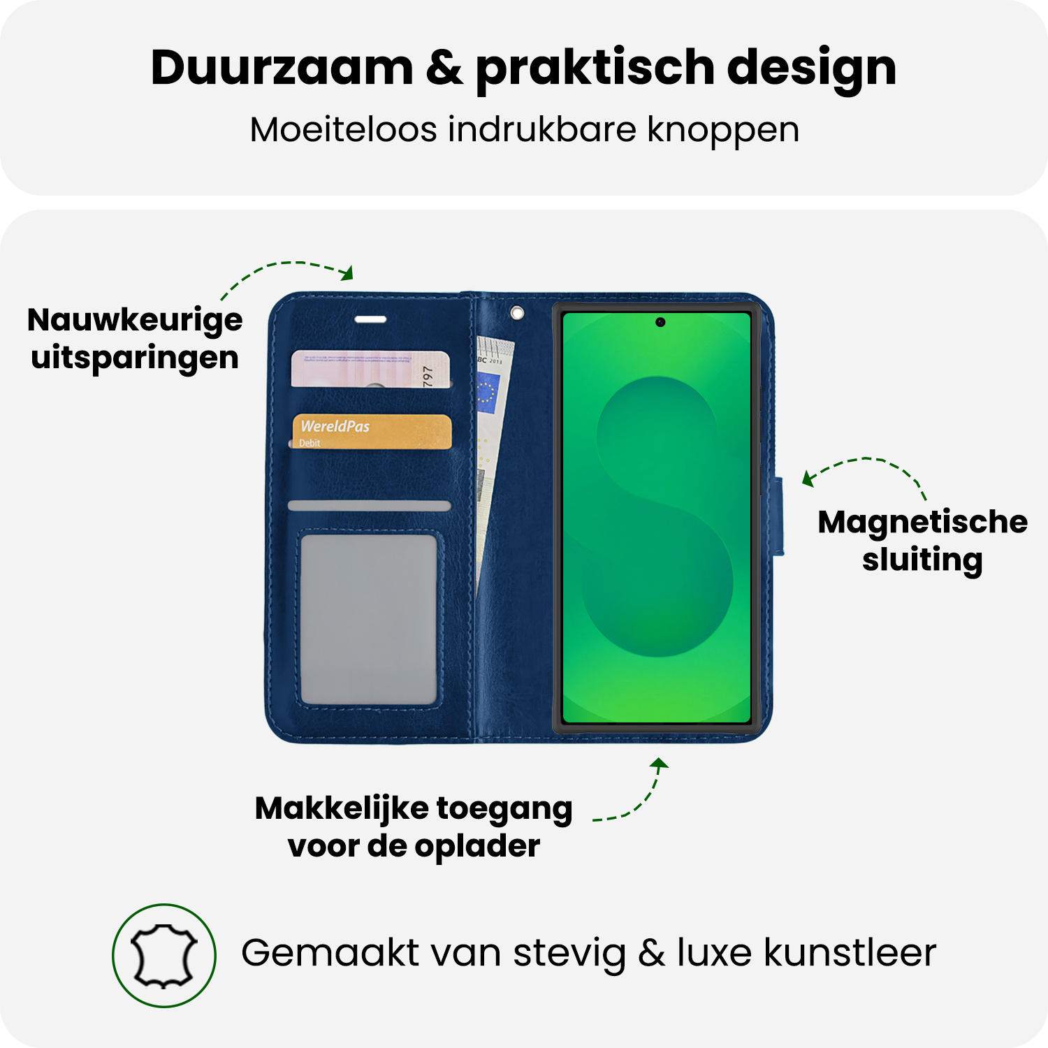 BASEY. BASEY. Samsung Galaxy S25 Ultra Hoesje Bookcase Met Screenprotector - Donkerblauw