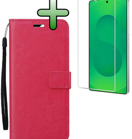 BASEY. BASEY. Samsung Galaxy S25 Ultra Hoesje Bookcase Met Screenprotector - Donkerroze