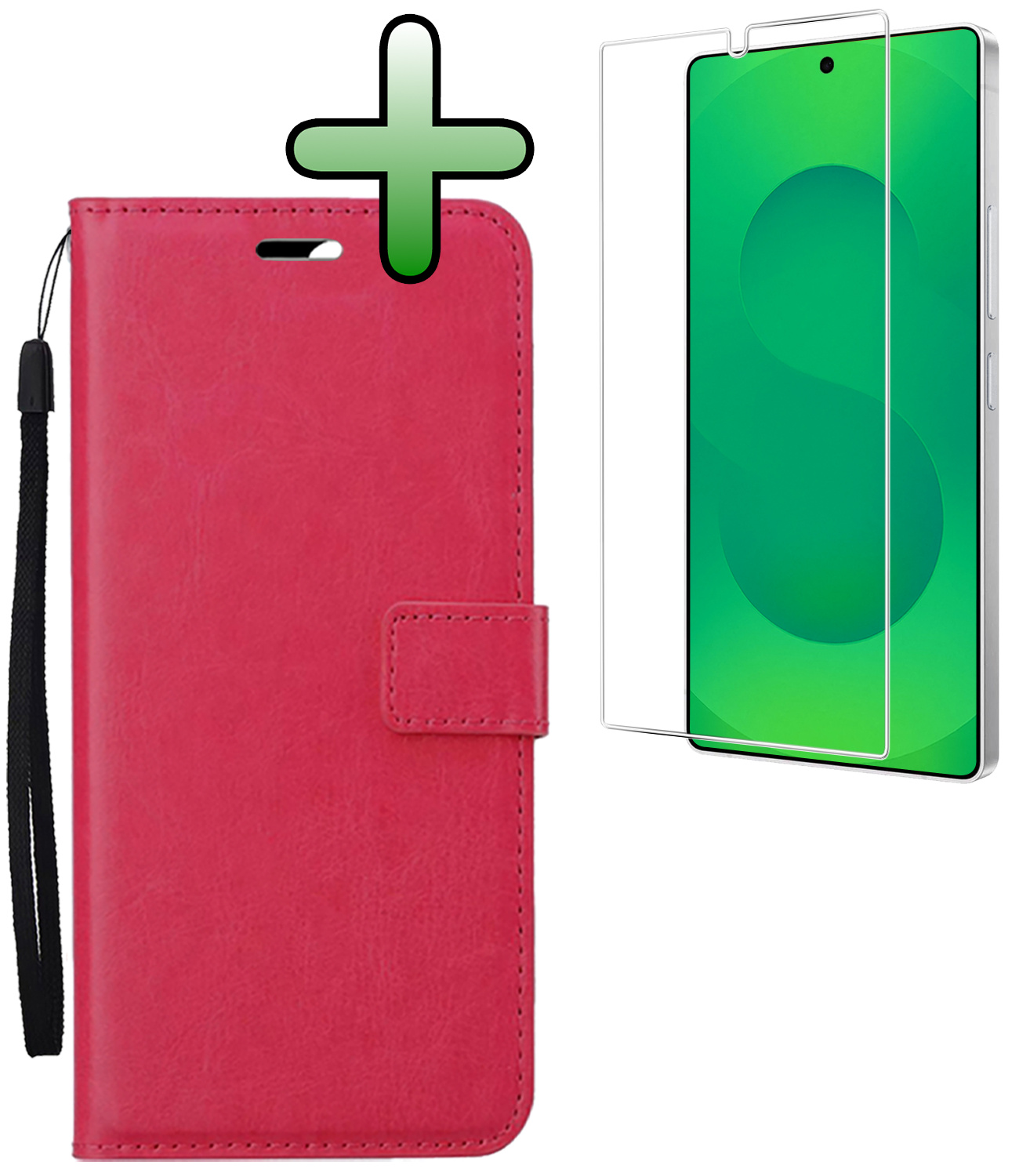 BASEY. BASEY. Samsung Galaxy S25 Ultra Hoesje Bookcase Met Screenprotector - Donkerroze