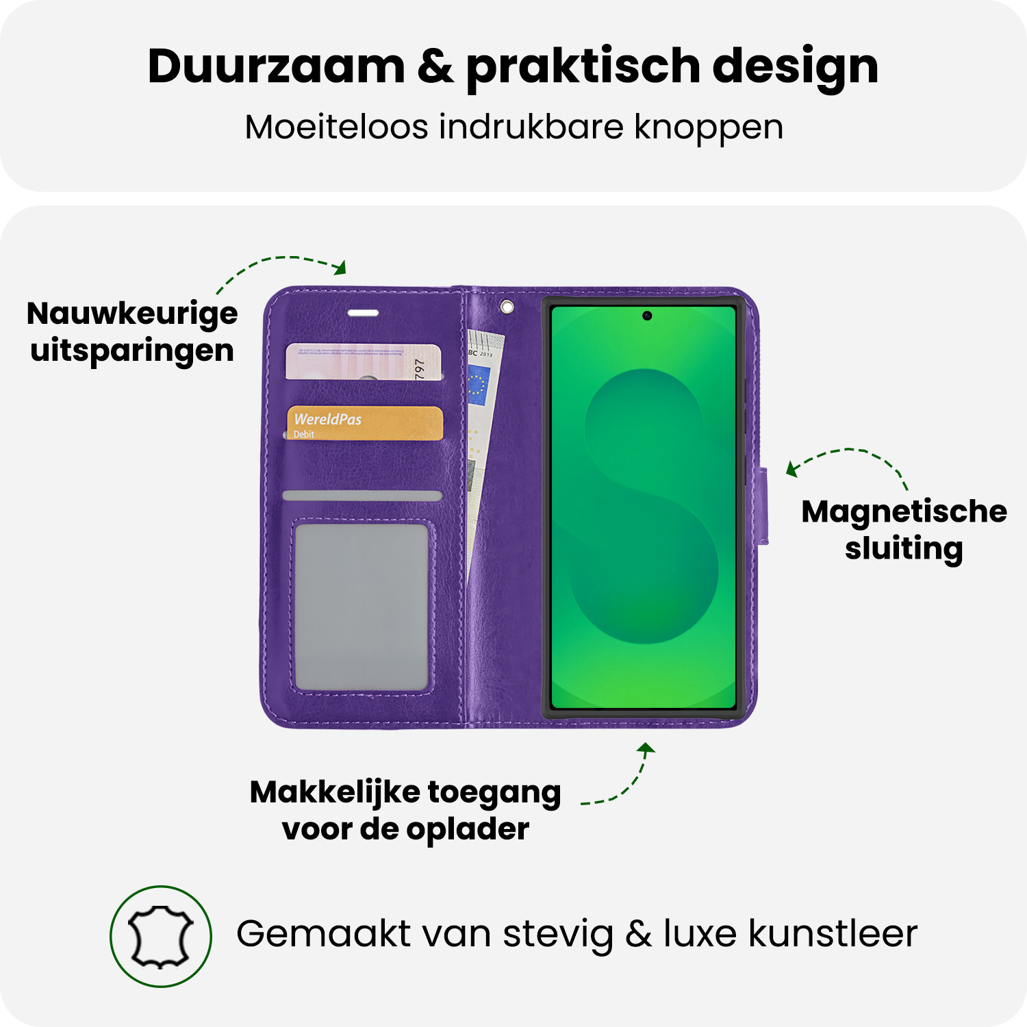 BASEY. BASEY. Samsung Galaxy S25 Ultra Hoesje Bookcase Met Screenprotector - Paars