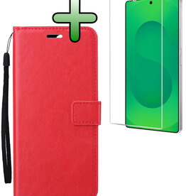 BASEY. BASEY. Samsung Galaxy S25 Ultra Hoesje Bookcase Met Screenprotector - Rood