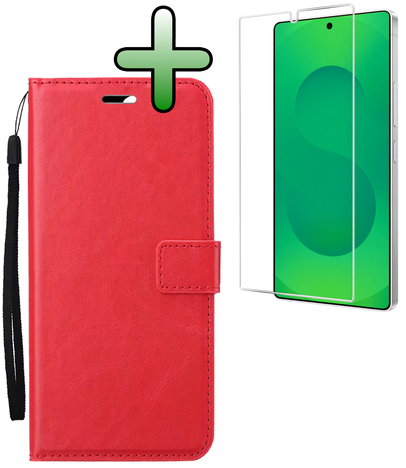 BASEY. BASEY. Samsung Galaxy S25 Ultra Hoesje Bookcase Met Screenprotector - Rood