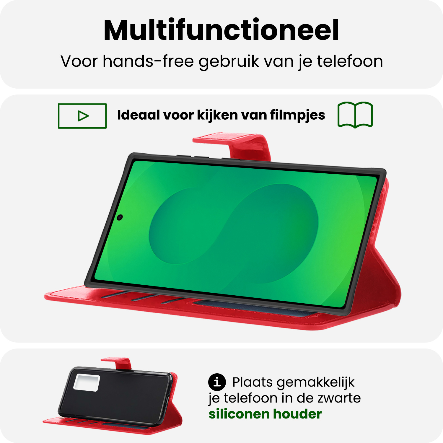 BASEY. BASEY. Samsung Galaxy S25 Ultra Hoesje Bookcase Met Screenprotector - Rood