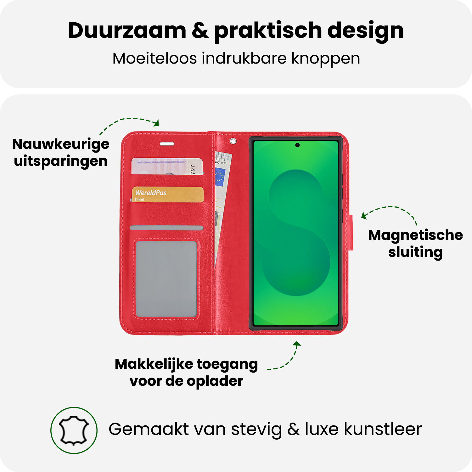 BASEY. BASEY. Samsung Galaxy S25 Ultra Hoesje Bookcase Met Screenprotector - Rood