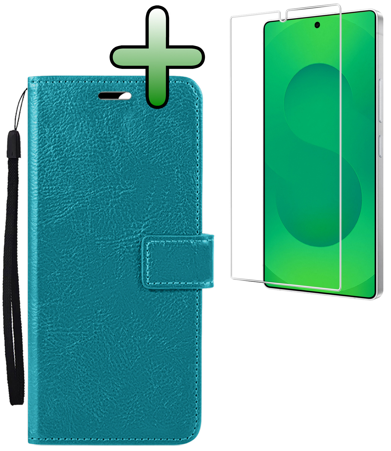 BASEY. BASEY. Samsung Galaxy S25 Ultra Hoesje Bookcase Met Screenprotector - Turquoise