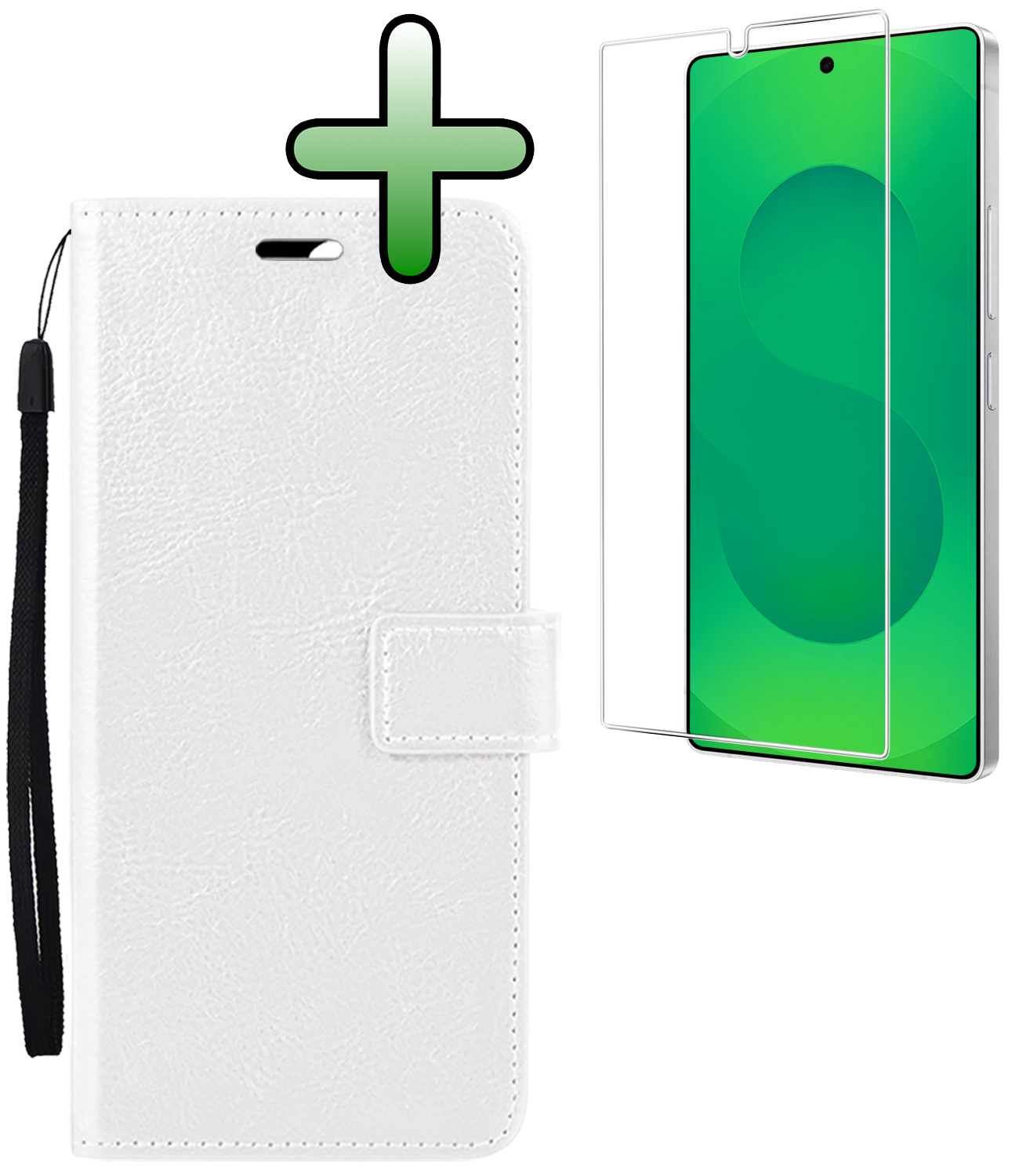 BASEY. BASEY. Samsung Galaxy S25 Ultra Hoesje Bookcase Met Screenprotector - Wit