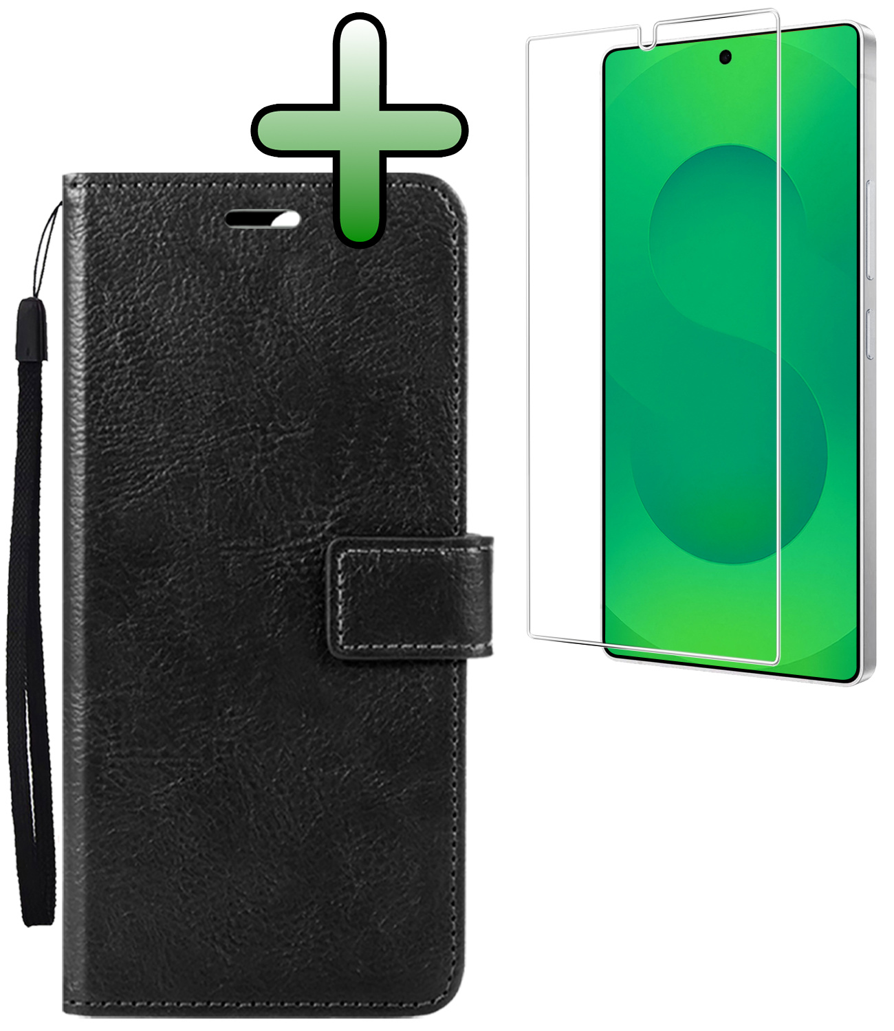 BASEY. BASEY. Samsung Galaxy S25 Ultra Hoesje Bookcase Met Screenprotector - Zwart