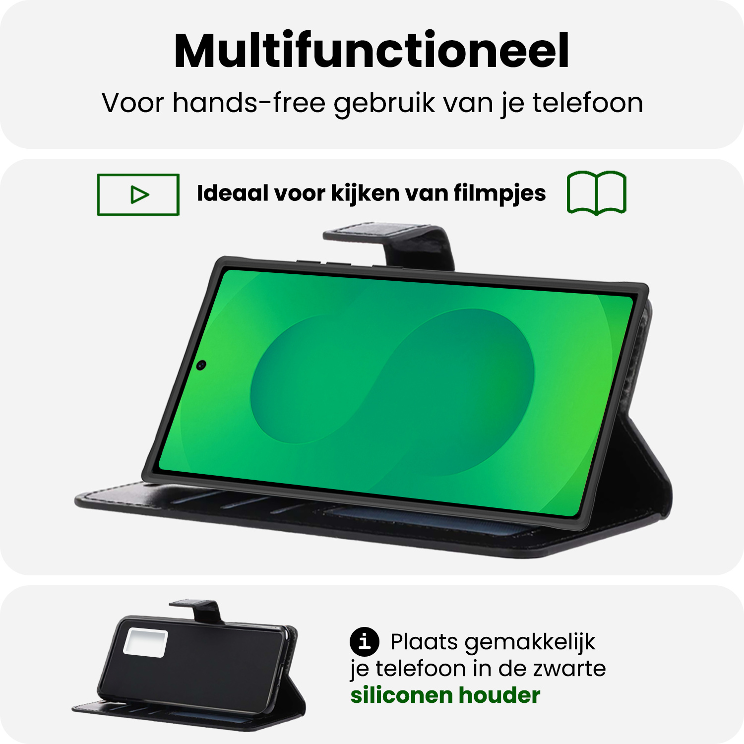 BASEY. BASEY. Samsung Galaxy S25 Ultra Hoesje Bookcase Met Screenprotector - Zwart