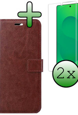 BASEY. BASEY. Samsung Galaxy S25 Ultra Hoesje Bookcase Met 2x Screenprotector - Bruin