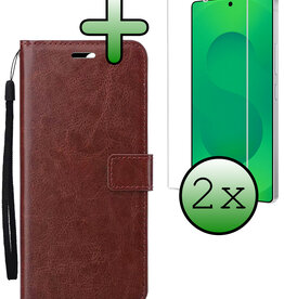 BASEY. BASEY. Samsung Galaxy S25 Ultra Hoesje Bookcase Met 2x Screenprotector - Bruin