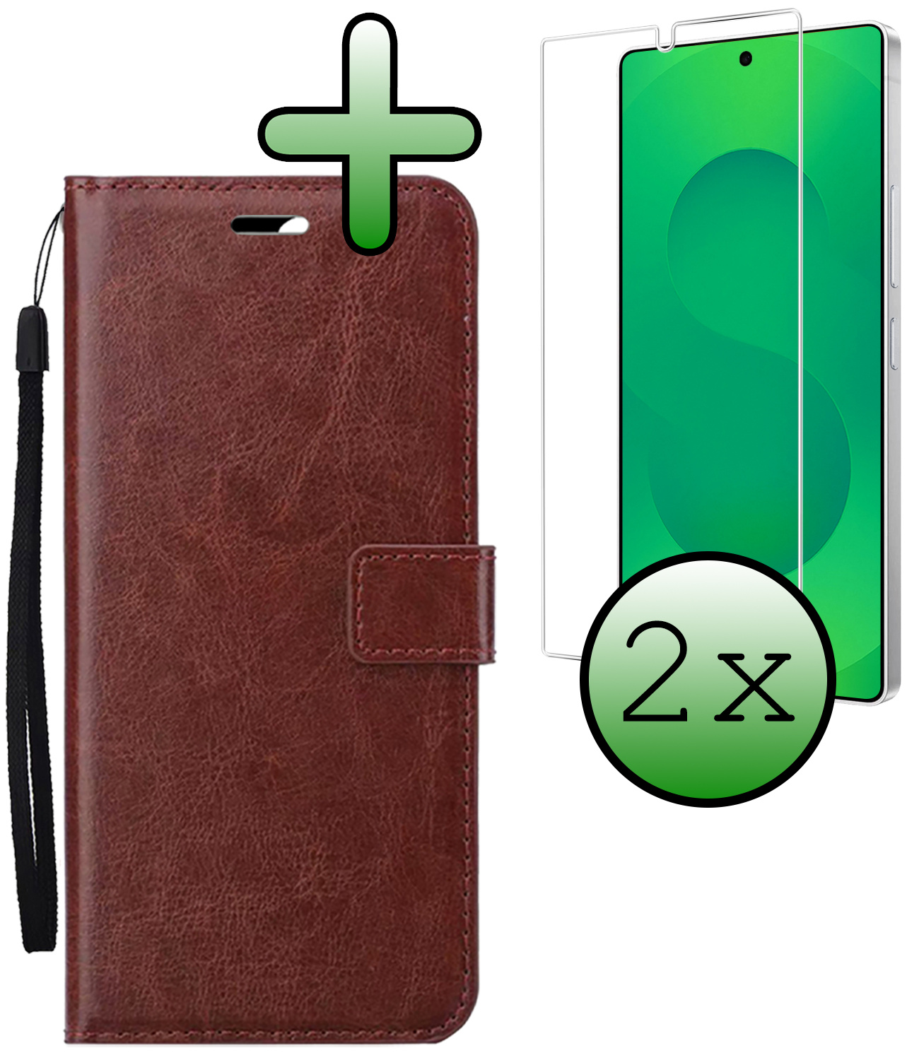 BASEY. BASEY. Samsung Galaxy S25 Ultra Hoesje Bookcase Met 2x Screenprotector - Bruin