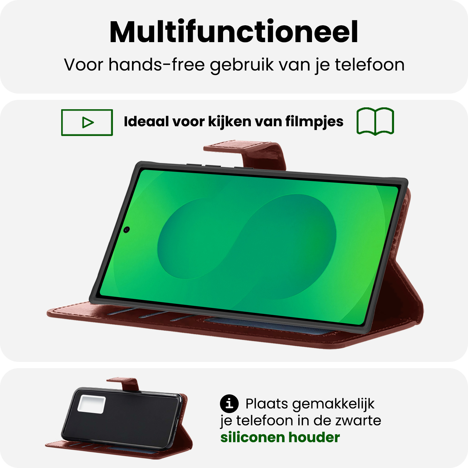 BASEY. BASEY. Samsung Galaxy S25 Ultra Hoesje Bookcase Met 2x Screenprotector - Bruin