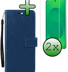 BASEY. BASEY. Samsung Galaxy S25 Ultra Hoesje Bookcase Met 2x Screenprotector - Donkerblauw
