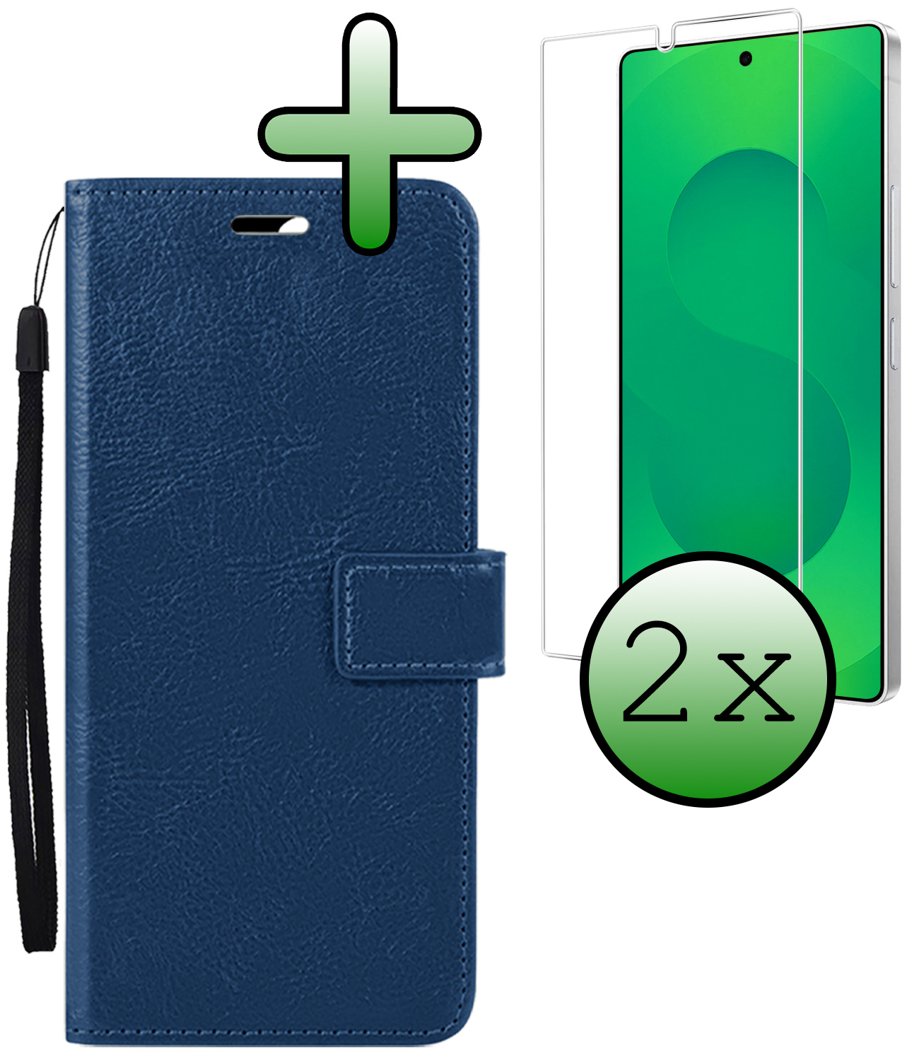 BASEY. BASEY. Samsung Galaxy S25 Ultra Hoesje Bookcase Met 2x Screenprotector - Donkerblauw