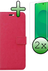 BASEY. BASEY. Samsung Galaxy S25 Ultra Hoesje Bookcase Met 2x Screenprotector - Donkerroze