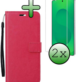 BASEY. BASEY. Samsung Galaxy S25 Ultra Hoesje Bookcase Met 2x Screenprotector - Donkerroze