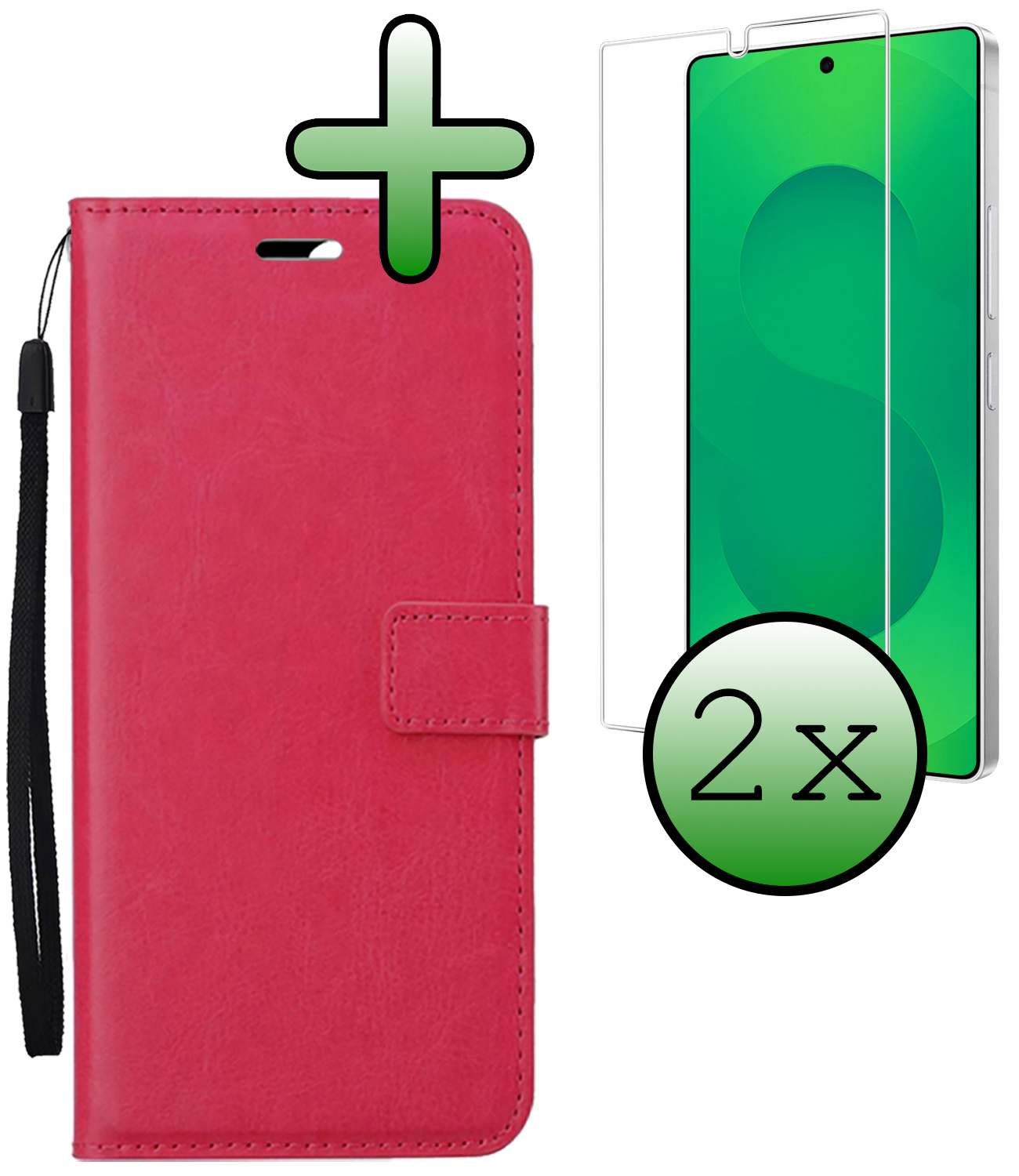 BASEY. BASEY. Samsung Galaxy S25 Ultra Hoesje Bookcase Met 2x Screenprotector - Donkerroze